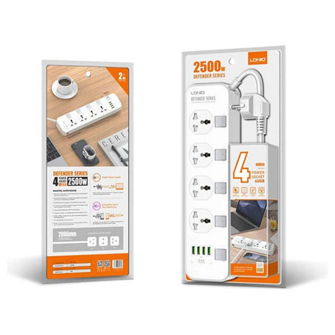 SC4408 مشترك كهربائي - 8 منافذ - 2500 وات - أبيض