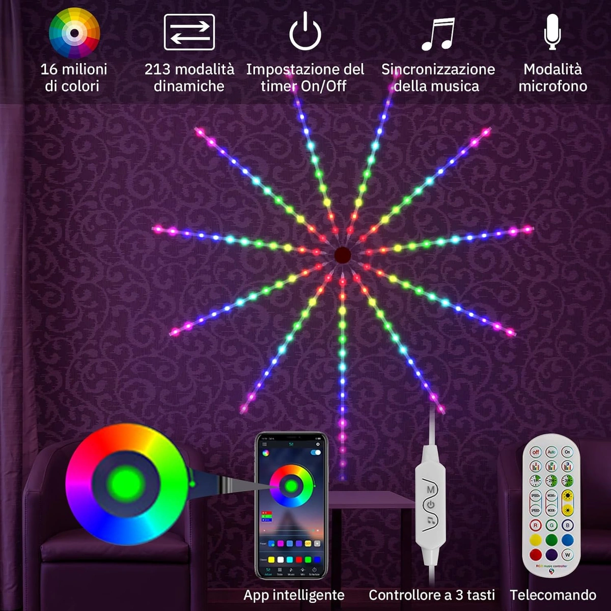 شريط اضاءة LED شكل نجمة - 3 أوضاع