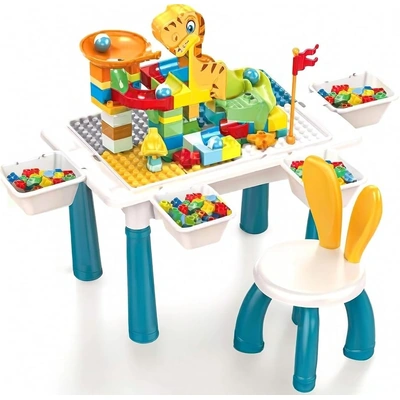 ترابيزة أنشطة ومكعبات تعليمية 6 في 1 للأطفال - أبيض