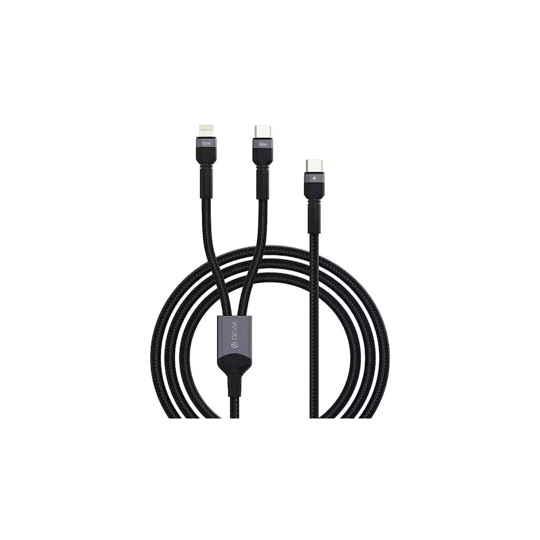 كابل شحن ديفيا تايب سي إلى تايب سي - 60 وات - 1.2 م - أسود