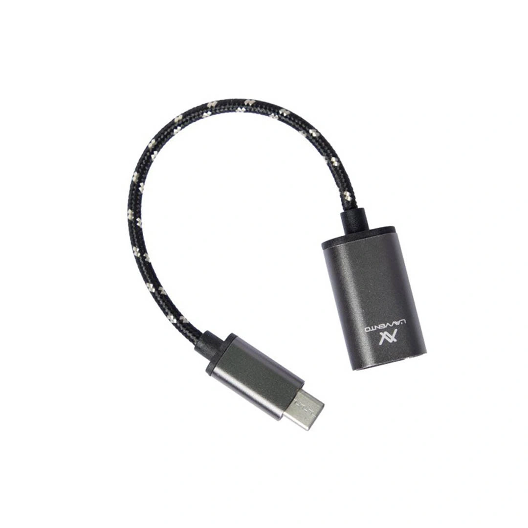 كابل موبايل OTG من Type C الى USB - سم 20 - أسود/رمادي