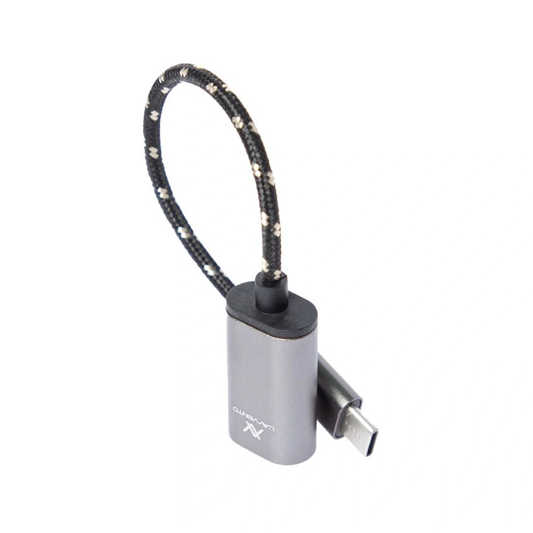 كابل موبايل OTG من Type C الى USB - سم 20 - أسود/رمادي