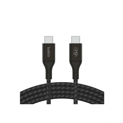 كابل بيلكين تايب سي مضفر - 1م - أسود - 240 وات