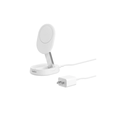 شاحن لاسلكي بيلكين مغناطيسي قابل للتحويل Qi2 - 15 وات - أبيض