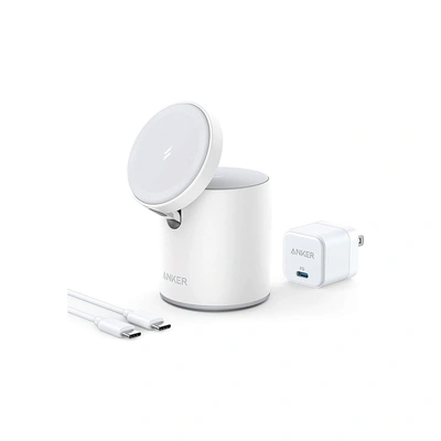 شاحن لاسلكي انكر 623 مغناطيسي MagGo - أبيض