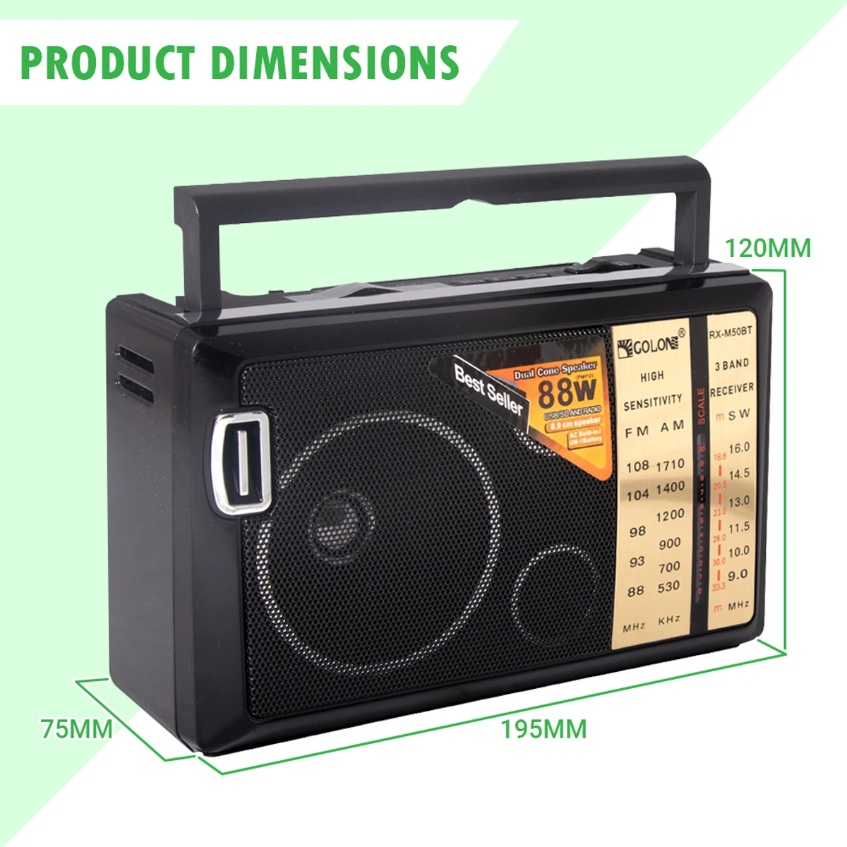 راديو ومكبر للصوت لاسلكي من جولون - أسود - RX-M50