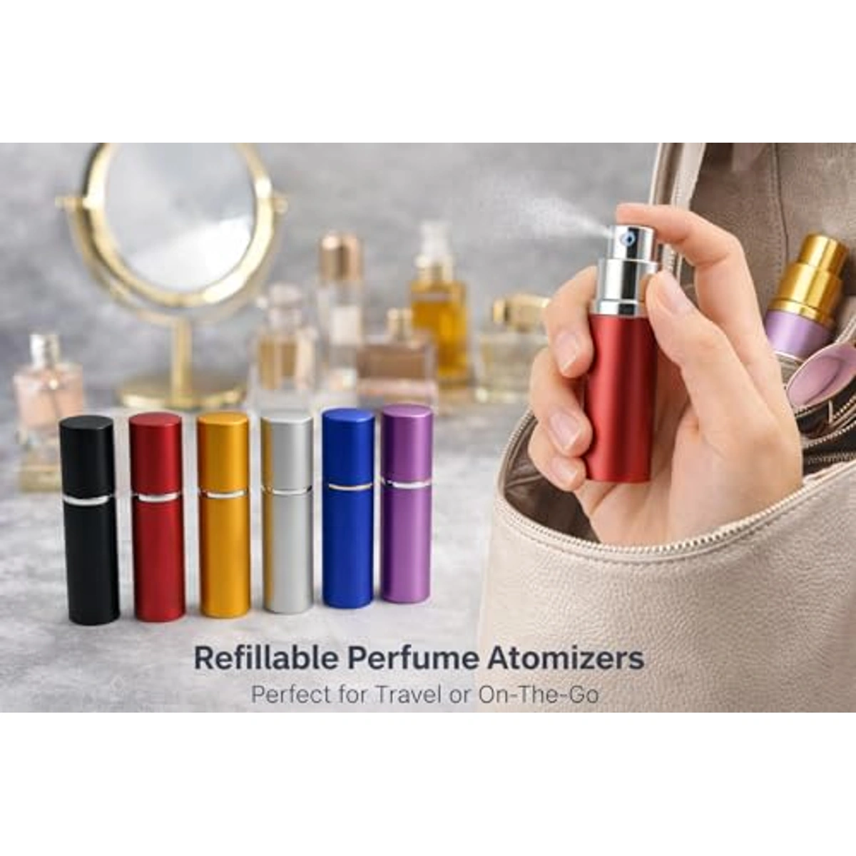 زجاجة بخاخة عطر قابلة لإعادة الملء - 10 مل - فضي