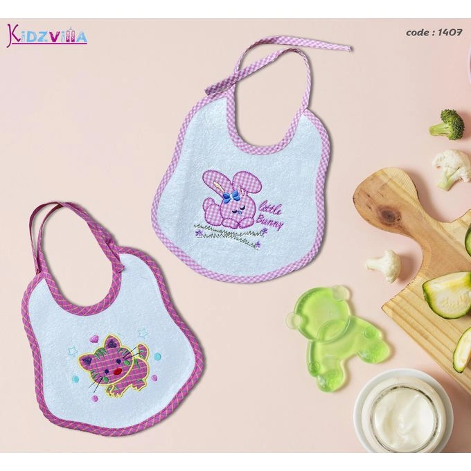 طقم 2 بافتة مبطنة مشمع للأطفال - بينك