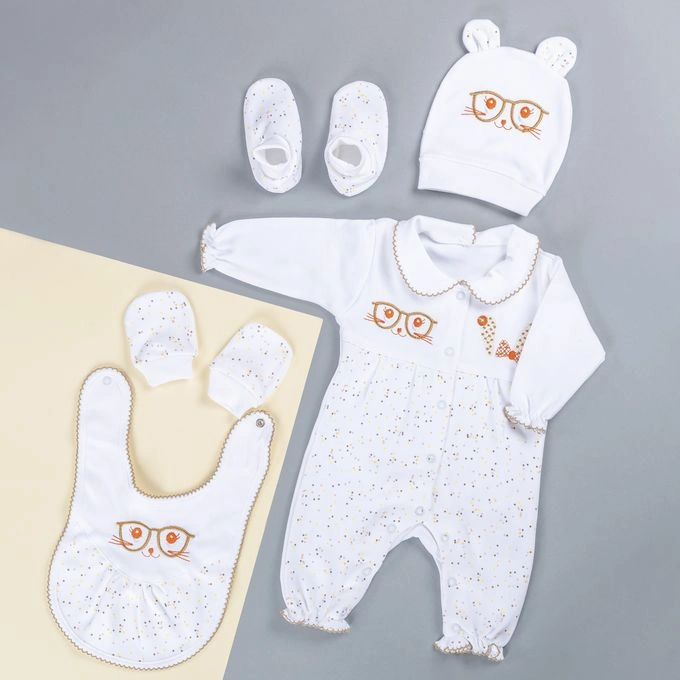 طقم سبوع قطن حديث الولادة - بناتي