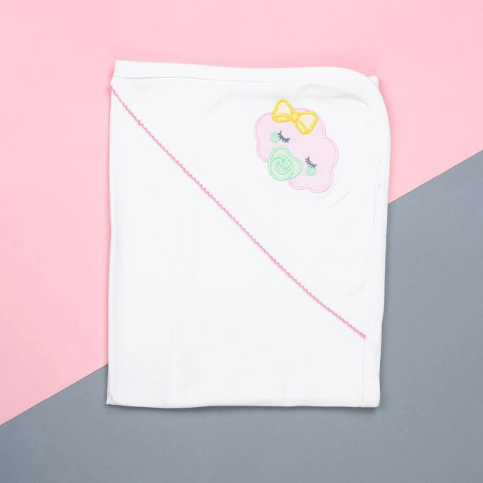 كوفرته قطن للأطفال طبقتين - أبيض/بينك