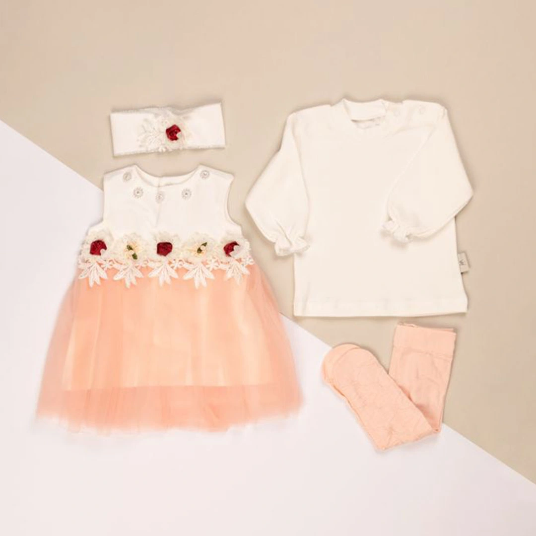 طقم فستان سبوع حديث الولادة بناتي