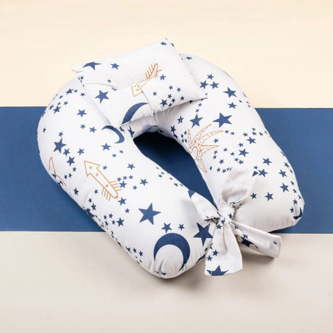 800 مخدة رضاعة فايبر مع مخدة اضافية - أبيض/كحلي