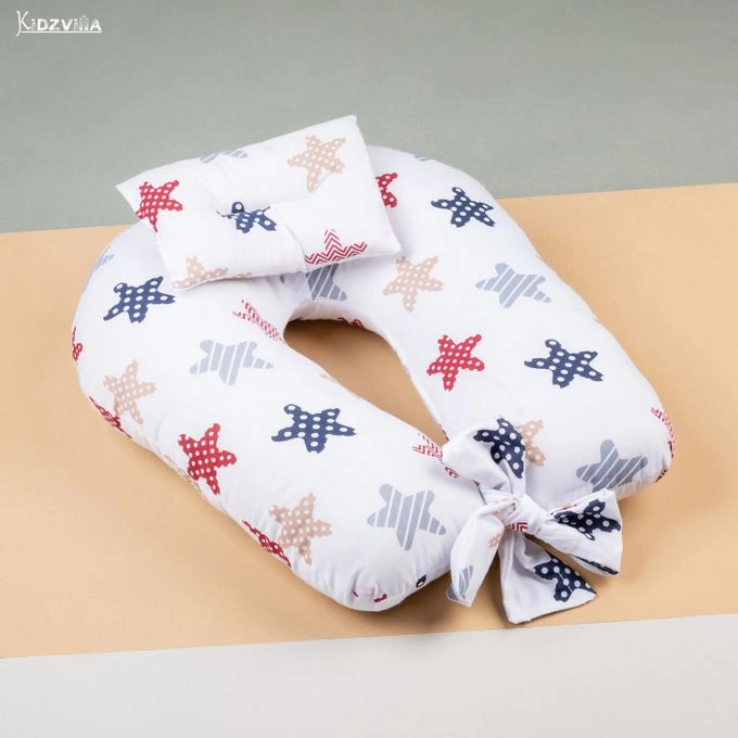 مخدة رضاعة فايبر مع مخدة اضافية - أبيض