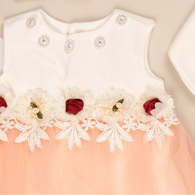 طقم فستان سبوع حديث الولادة بناتي