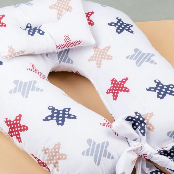 مخدة رضاعة فايبر مع مخدة اضافية - أبيض