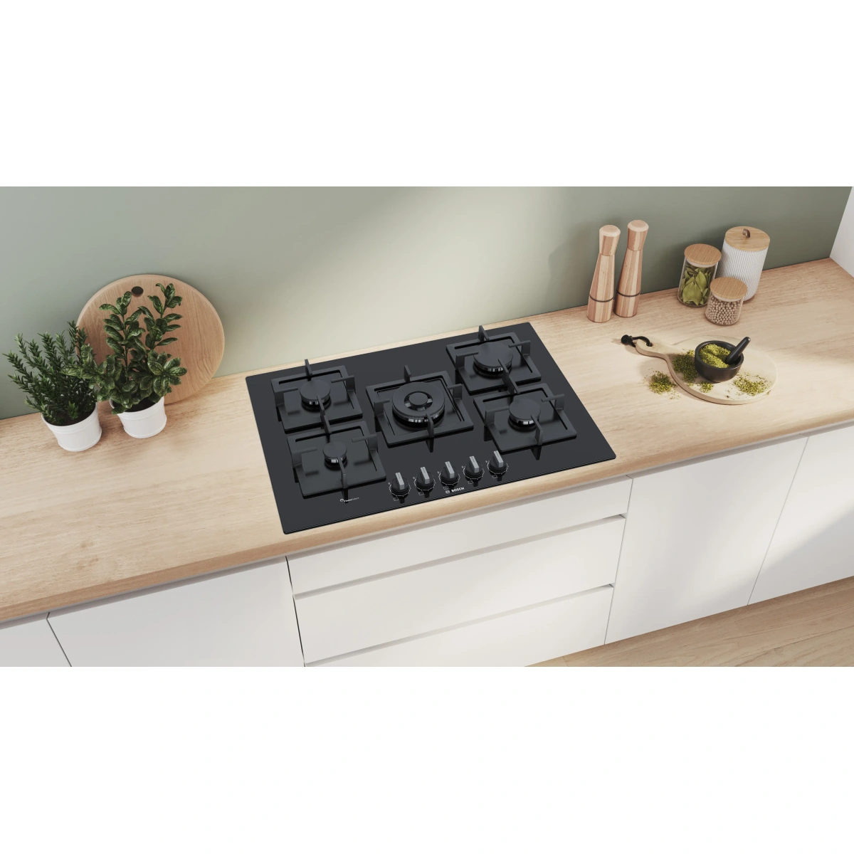 بوش بوتجاز مسطح غاز بلت إن - 5 شعلة - 75 سم - أسود - PPQ7A6B20