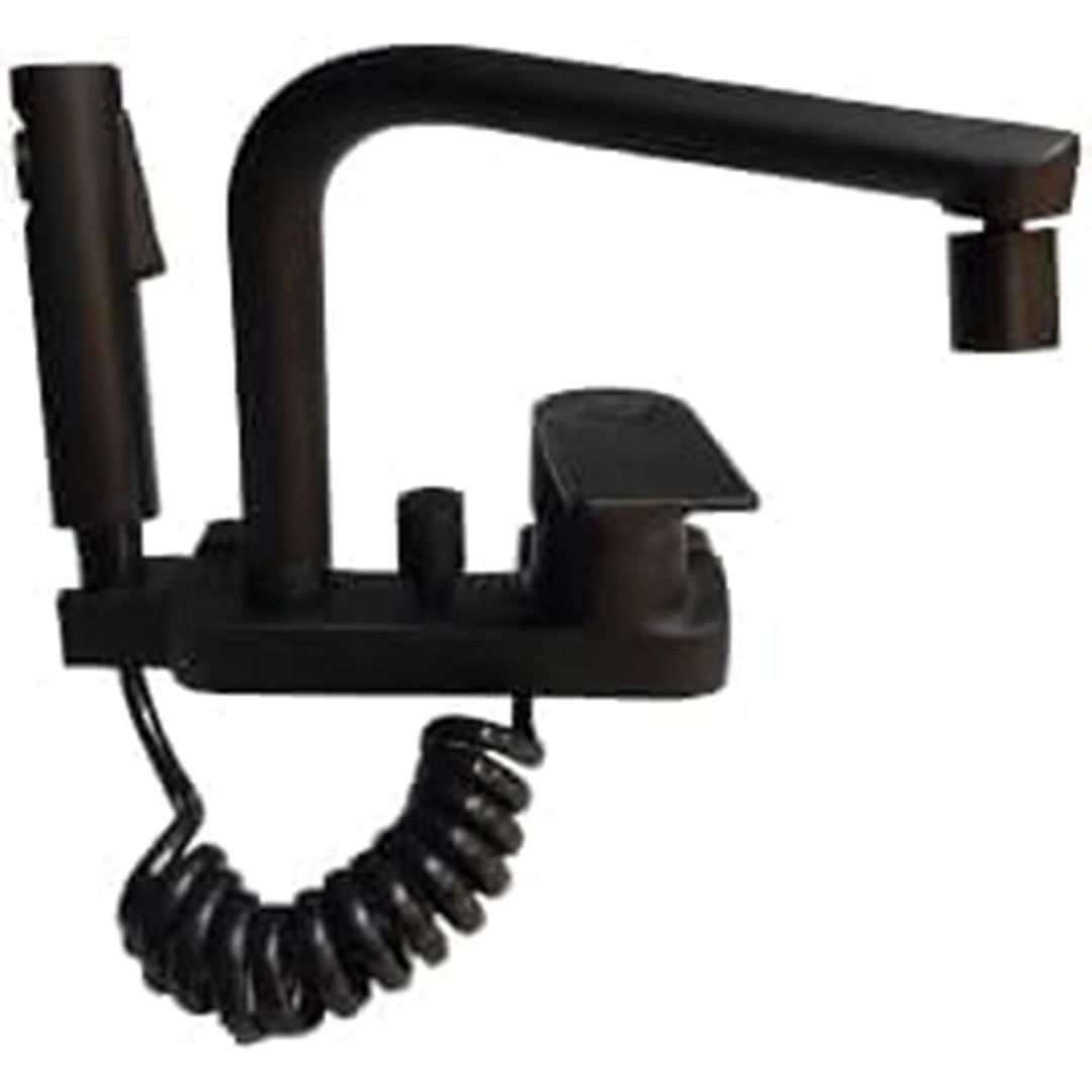 خلاط مياه للمطبخ مع شطاف - أسود