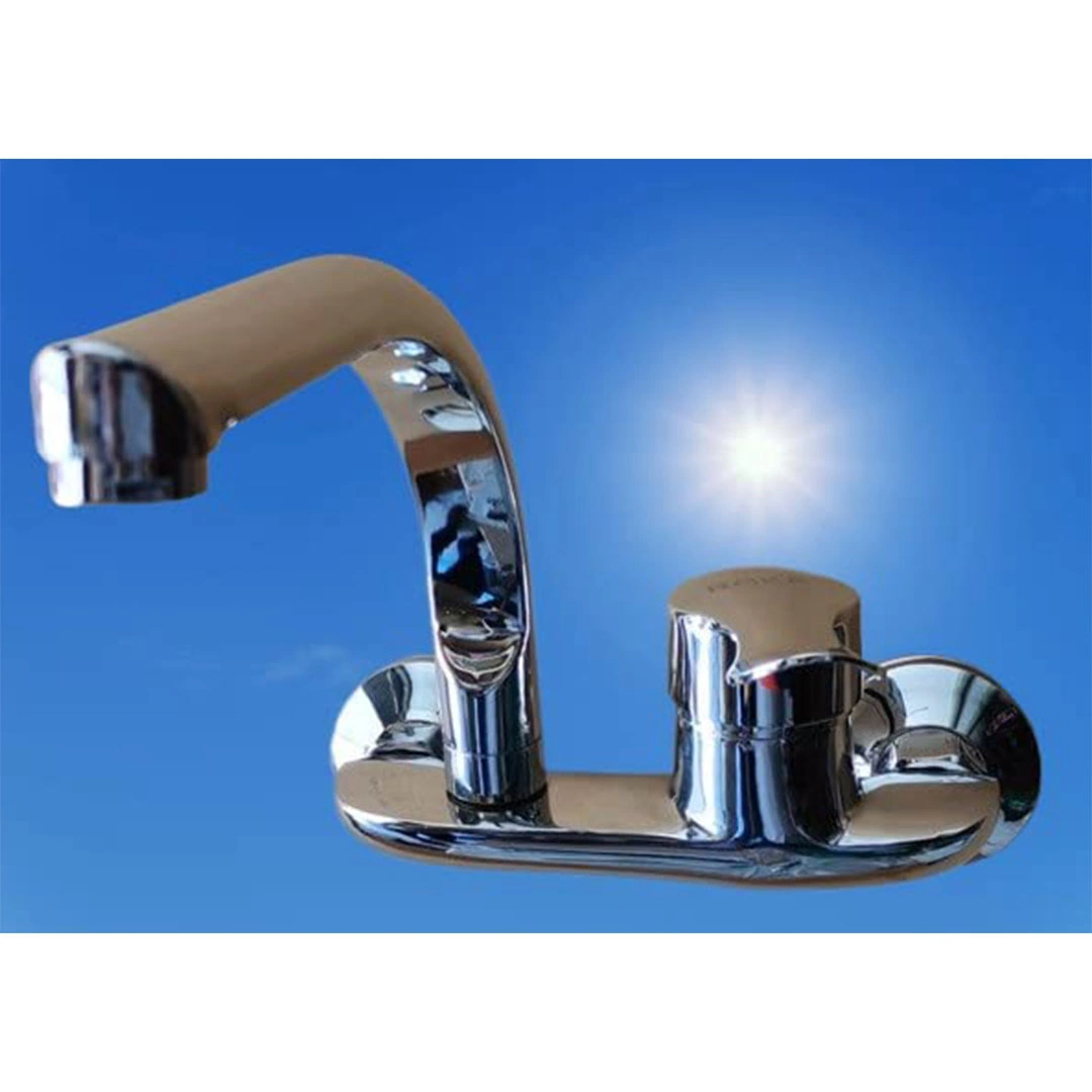 طقم خلاطات نحاس مع مقبض تكات - فضي