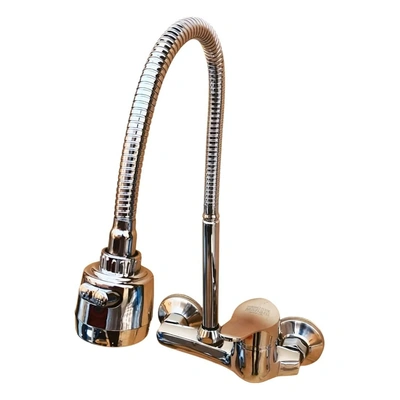 خلاط مياه مطبخ رقبة متحركة - فضي