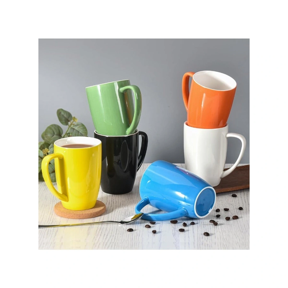 Ceramic Mugs Set - 6 Pieces 360 ml for Drinks