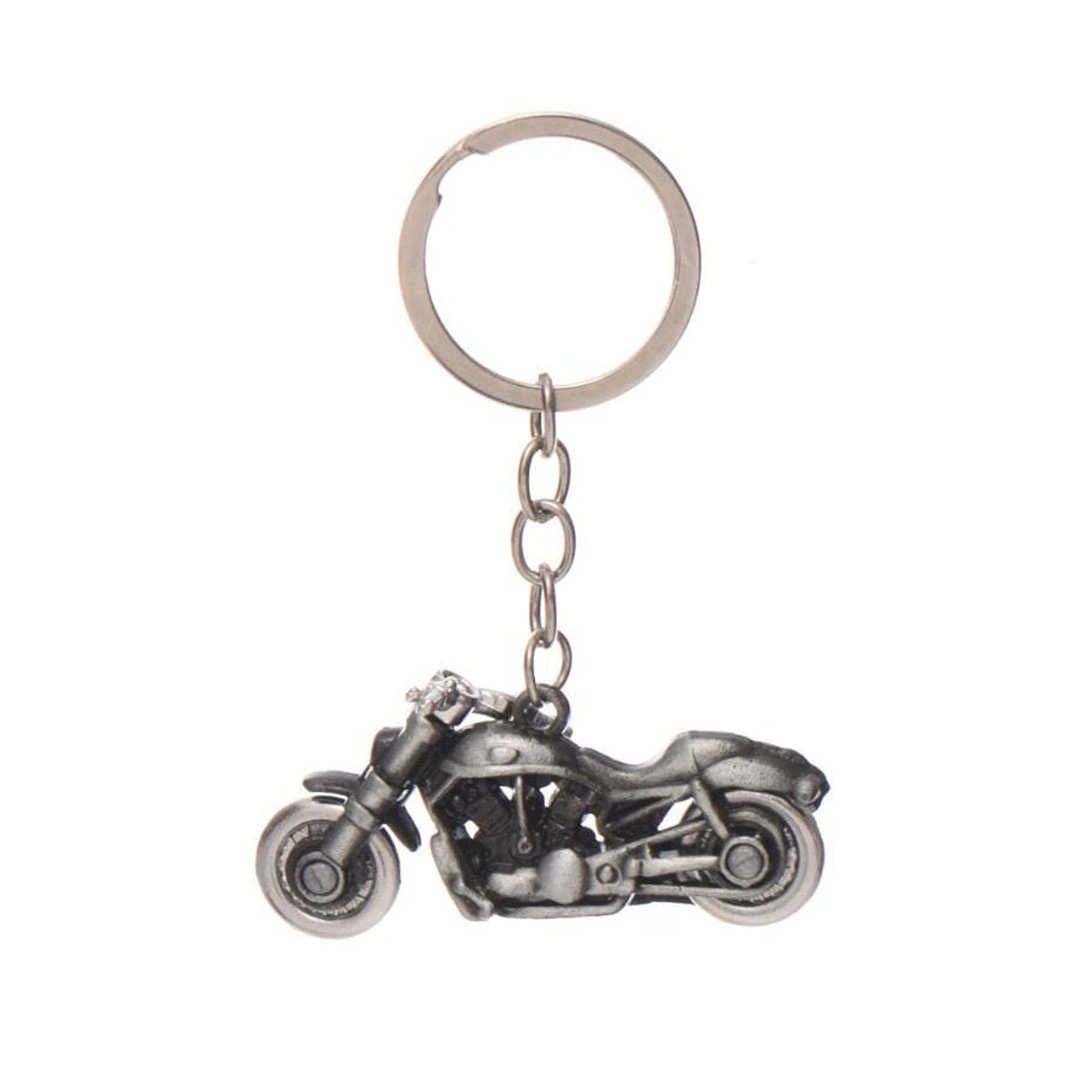 سلسلة مفاتيح معدنية على شكل دراجة نارية - فضي
