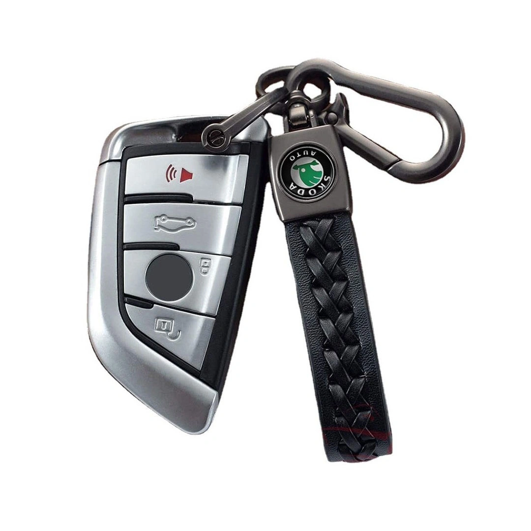 سلسلة مفاتيح جلد لسيارة سكودا - أسود
