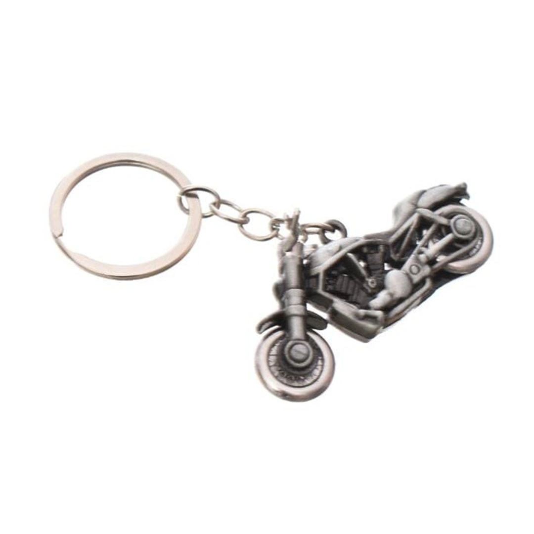 سلسلة مفاتيح معدنية على شكل دراجة نارية - فضي