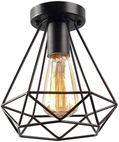 وحدة إضاءة سقف شكل جوهرة - أسود