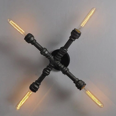 مصباح حائط على شكل حرف X - أسود