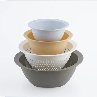 طقم فيستا متعدد الاستخدامات والحجم - 4 قطع - رمادي/أبيض/أصفر/لبني