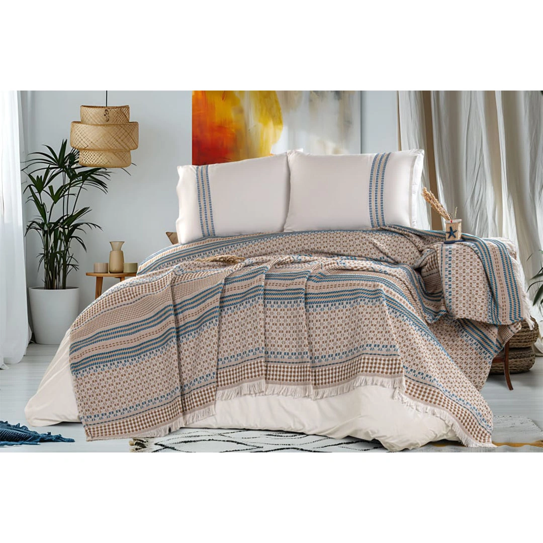 طقم سرير كوفرتة و خدادية بيكا قطن  - 4 قطع - جملي