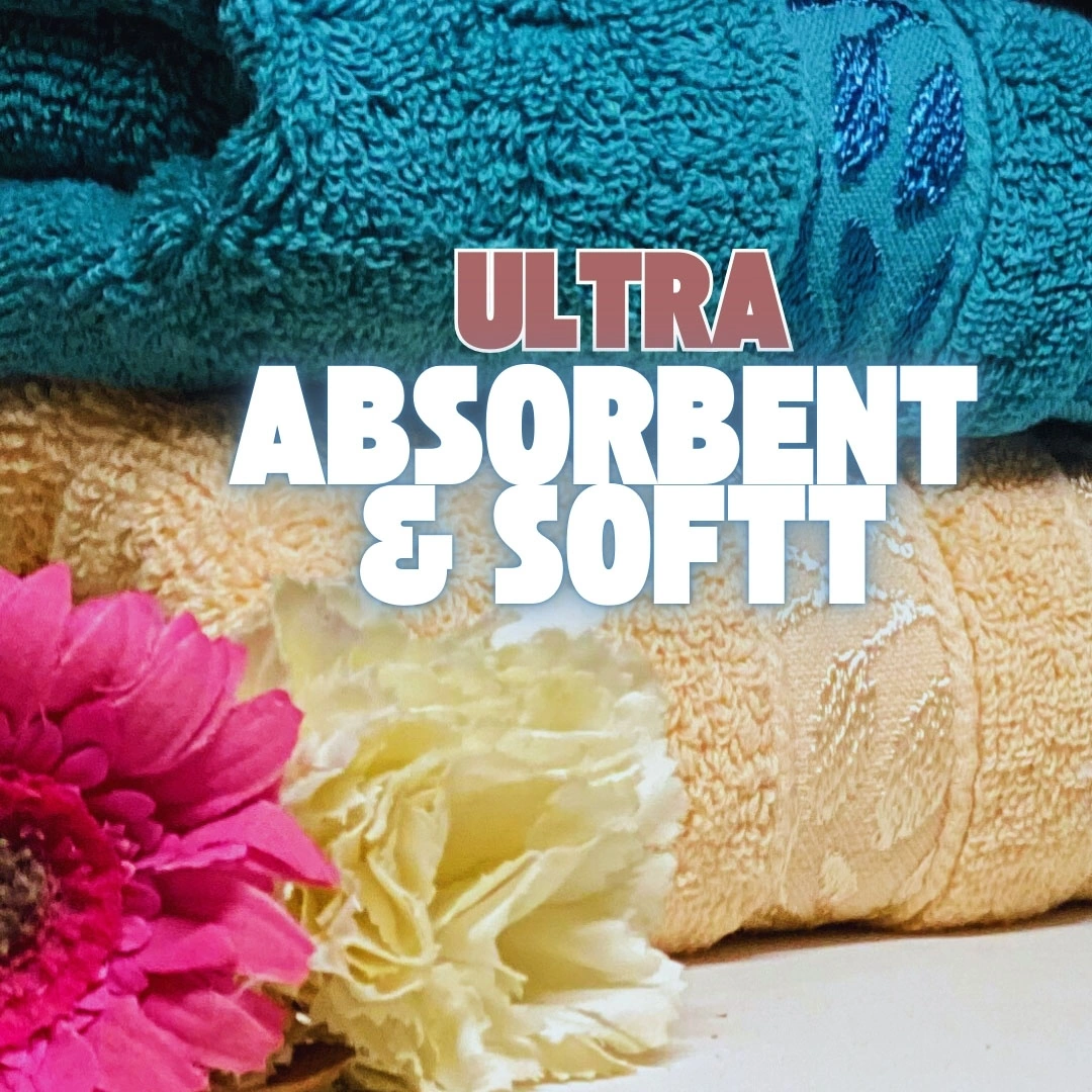 طقم فوطة حمام قطن - 4 قطع - اوف وايت/ سماوي / روز/ جنزاري