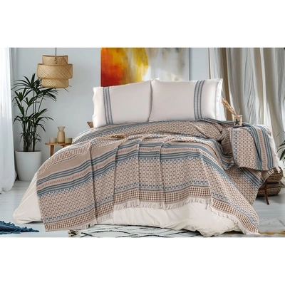 طقم سرير كوفرتة و خدادية بيكا قطن  - 4 قطع - جملي