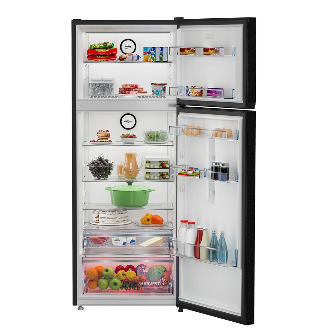 ثلاجة بيكو بفريزر علوي - 411 لتر - أسود