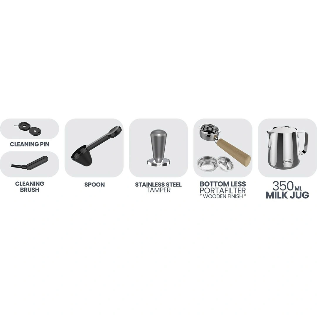 ماكينة صناعة القهوة والإسبريسو بريفا باريستا دبل بويلر - 2.8 لتر - اسود