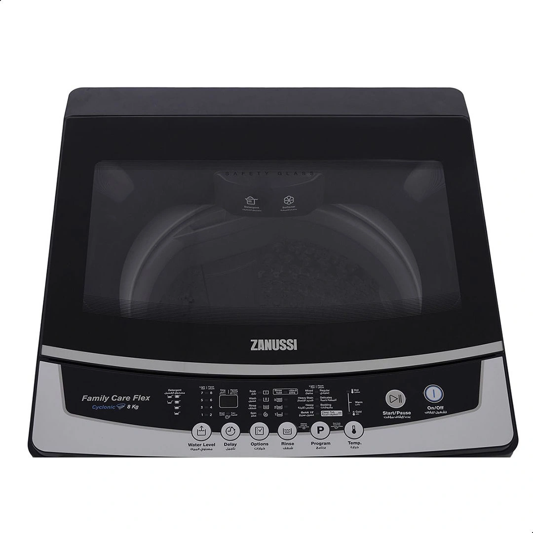 غسالة ملابس زانوسي - تحميل علوي - 8 كجم - رمادي غامق - ZWT80700D