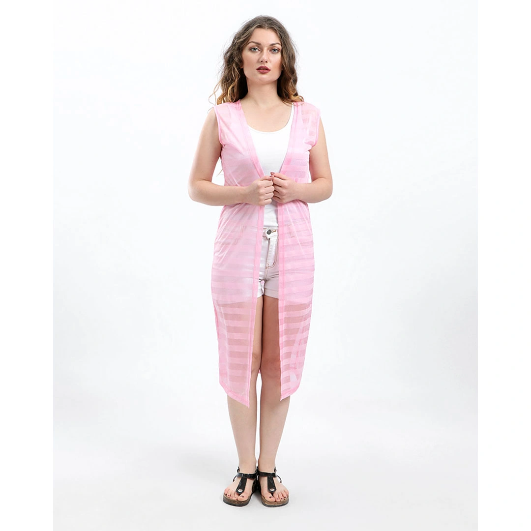 3345 كارديجان طويل بدون كم حريمي - روز