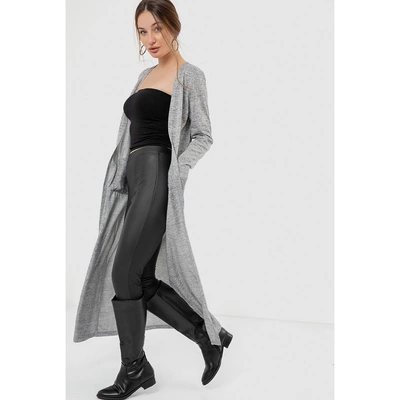 3378 كارديجان كم طويل حريمي - رمادي
