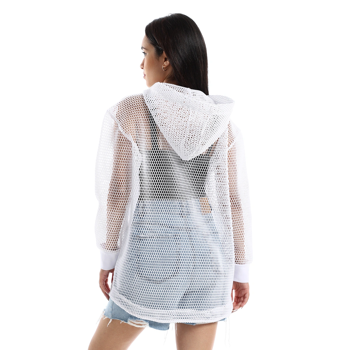 جاكت شبك حريمى كم طويل - أبيض