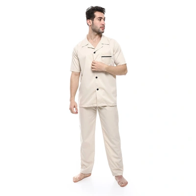 بيجامة بياقة نص كم رجالي