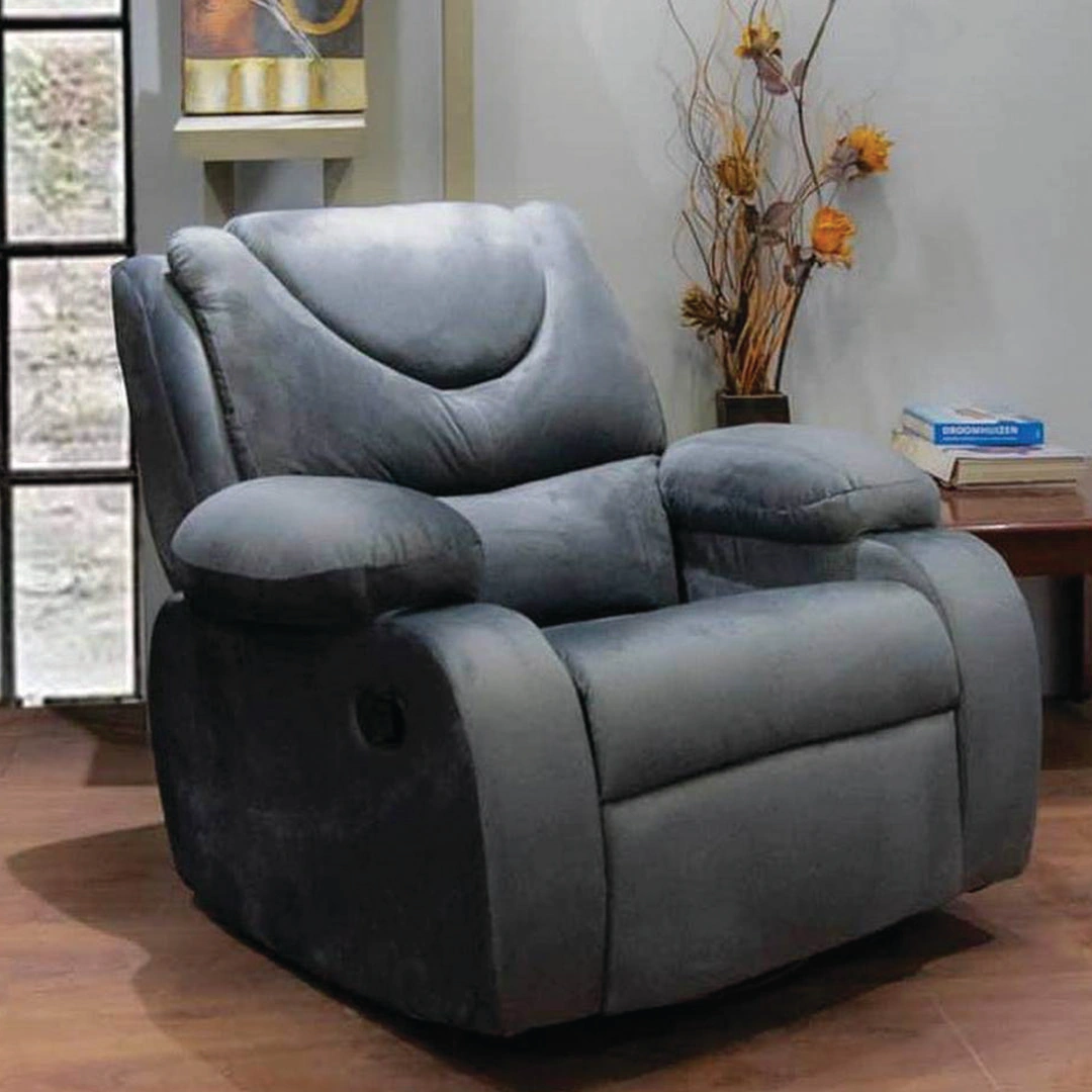 كرسي إسترخاء خشب زان و قماش كتان