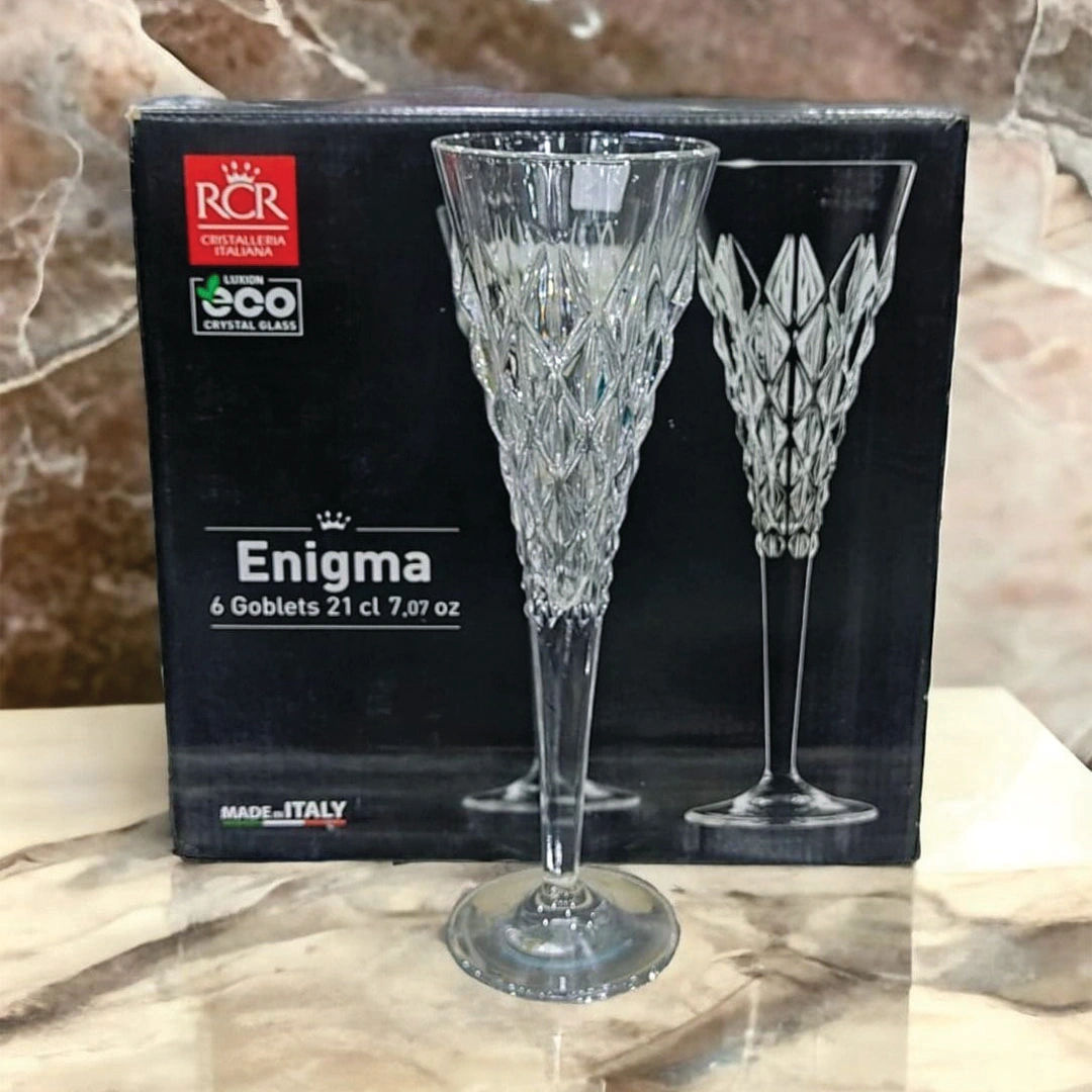 طقم كاسات ار سي ار كريستال - 6 قطع - 210 مللي - ENIGMA FLUTE