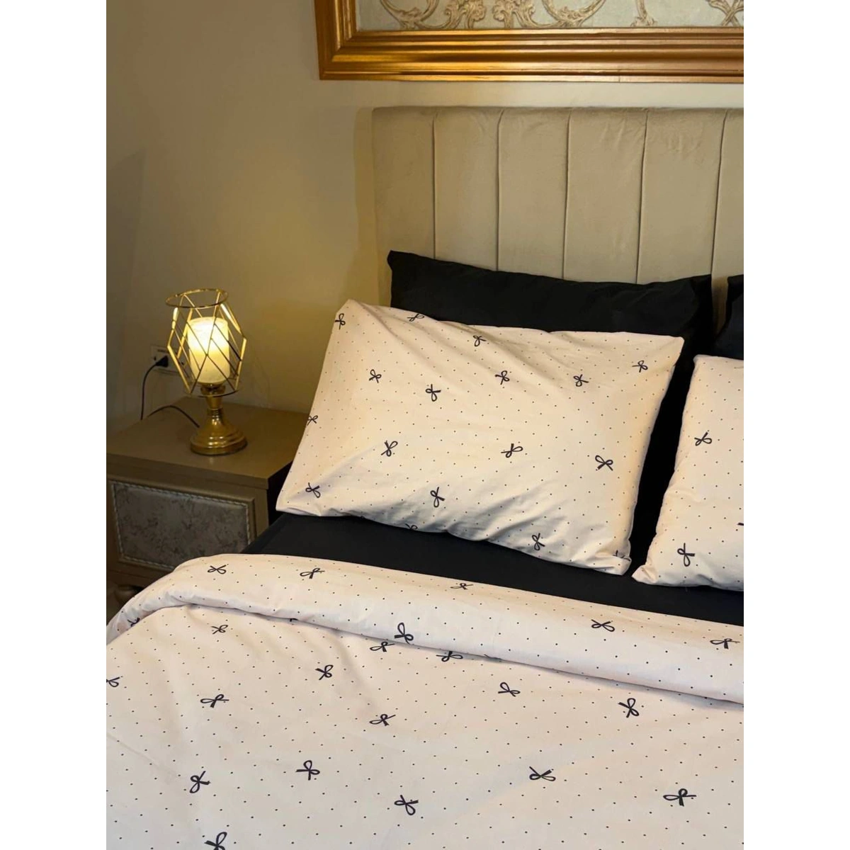 طقم ملاية بأستك سرير مع غطاء وسادة صغيرة من يارلن - شكل فيونكات - 120*200*30سم