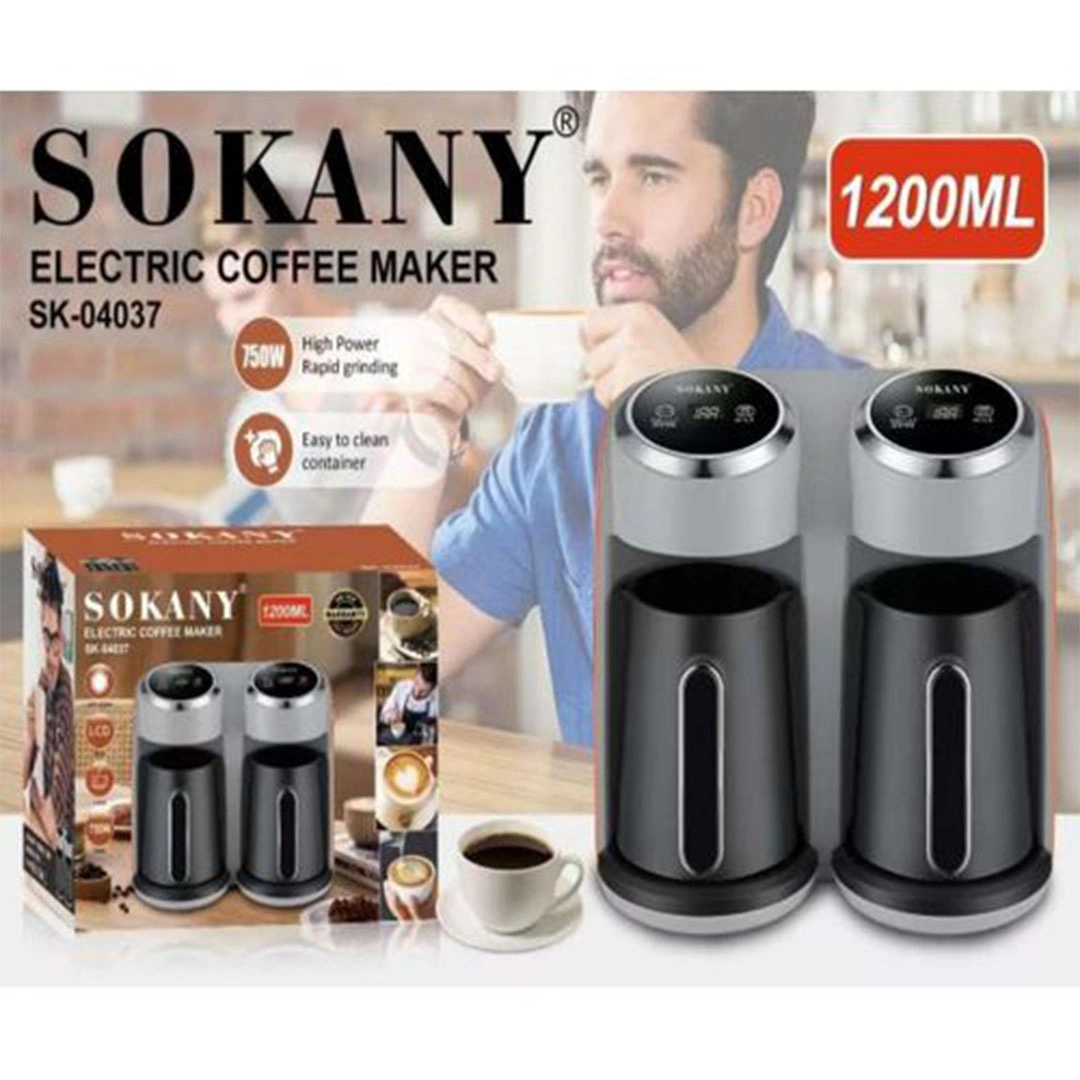 ماكينة قهوة ديجيتال زوجية من سوكاني - 1200 مل - 750 وات - SK-04037