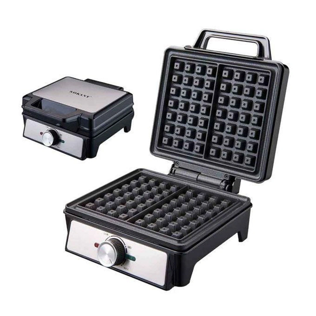 صانعة الوافل الكهربائية قطعتين بألواح تيفلون غير لاصقة - 1600 وات - أسود - SK-08025