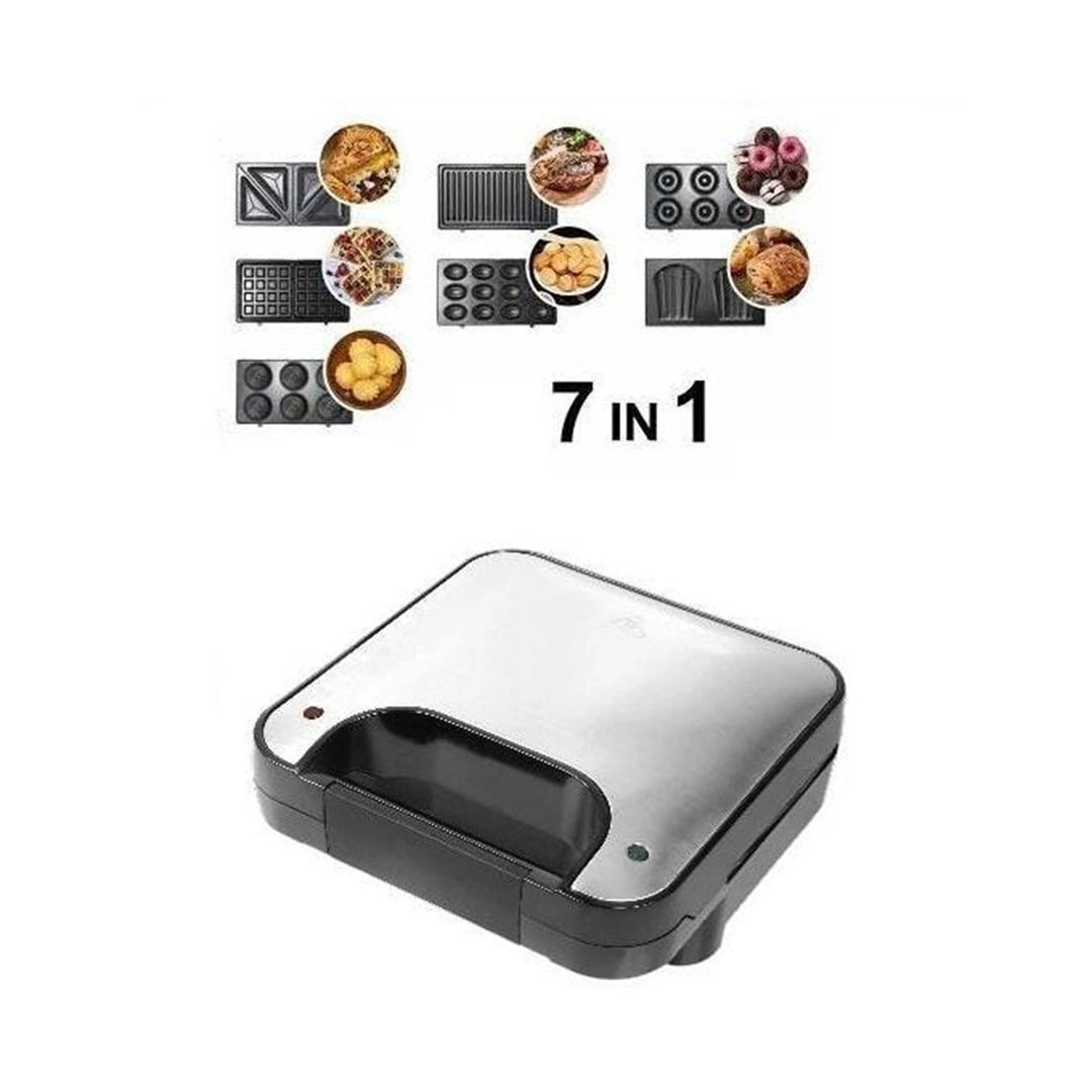 صانع سندوتشات متعدد الوظائف 7 في 1 فضي وأسود من سيتي 800 وات - 7 ألواح - HMA-1042