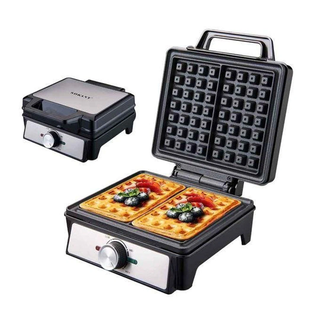 صانعة الوافل الكهربائية قطعتين بألواح تيفلون غير لاصقة - 1600 وات - أسود - SK-08025