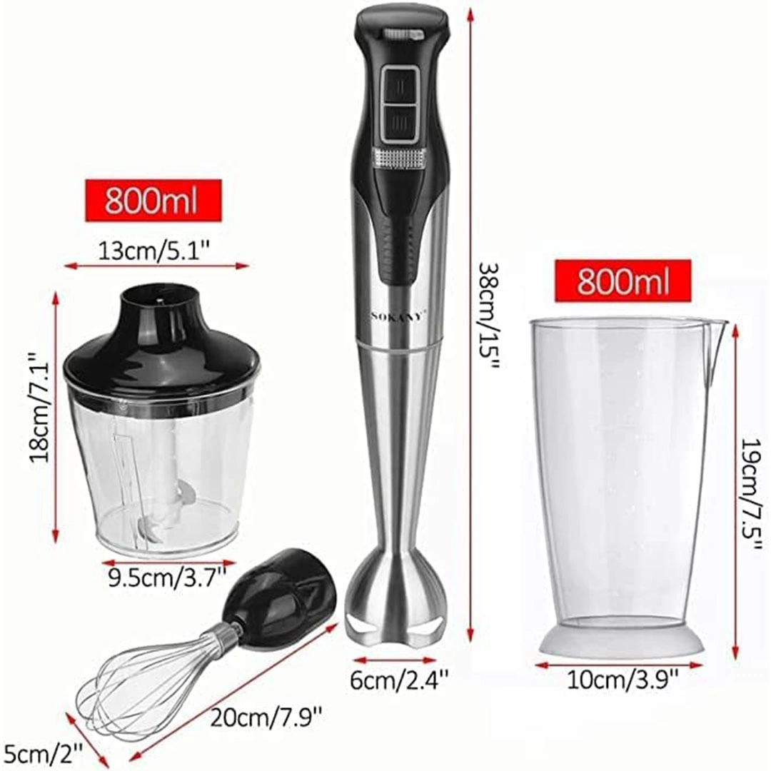 هاند بلندر استانلس 4 في 1 من سوكاني - 1000وات - SK-758-4N