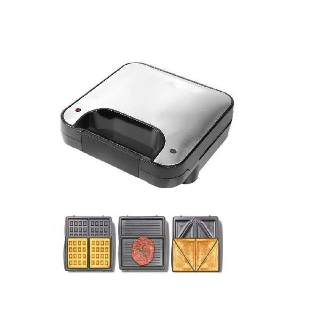 صانع سندوتشات متعدد الوظائف 3 في 1 - فضي وأسود من سيتي - 800 وات - 3 ألواح - HMA-1041