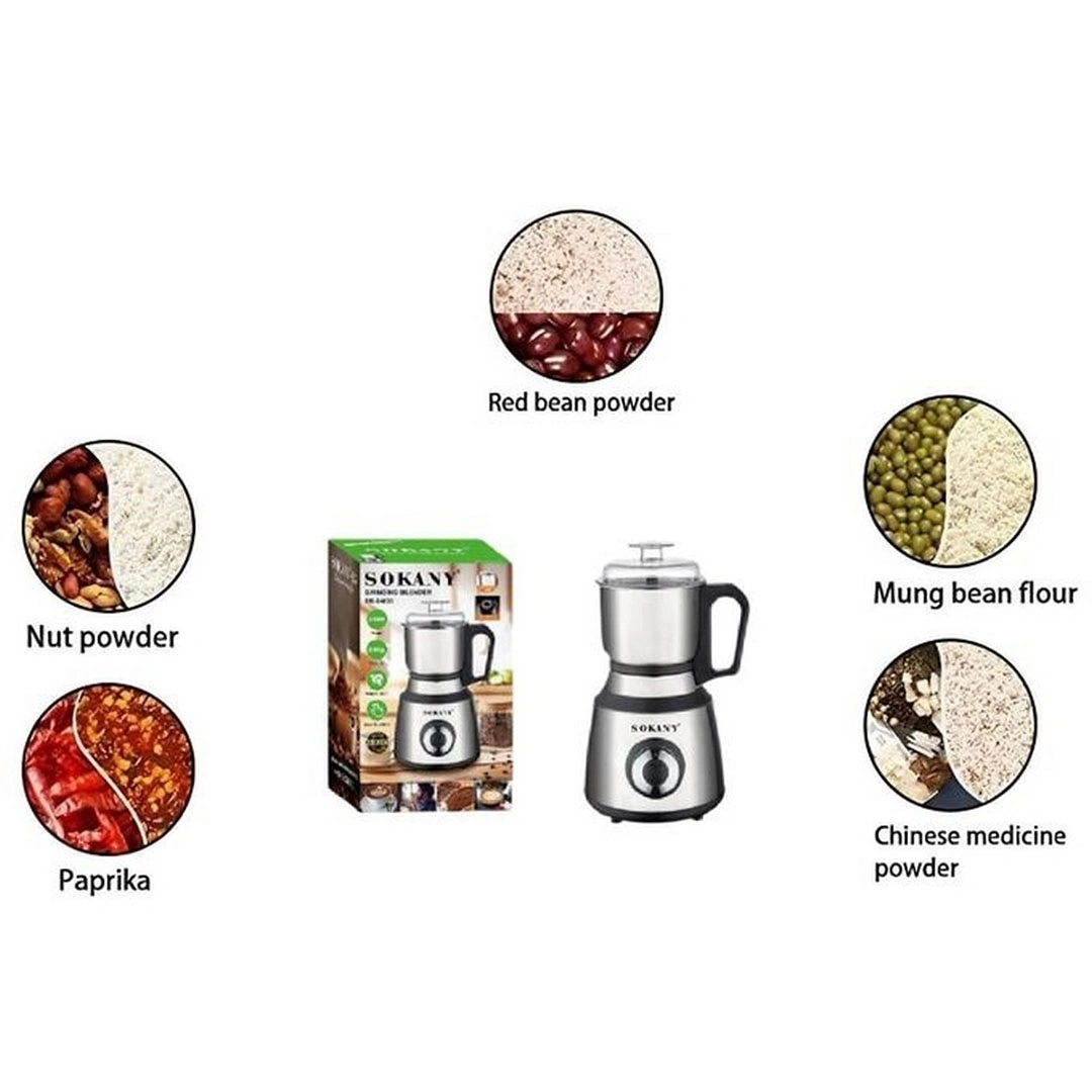 مطحنة متعددة الأستخدامات من سوكاني - 800 وات - 200 جرام - فضي * اسود - SK-04033